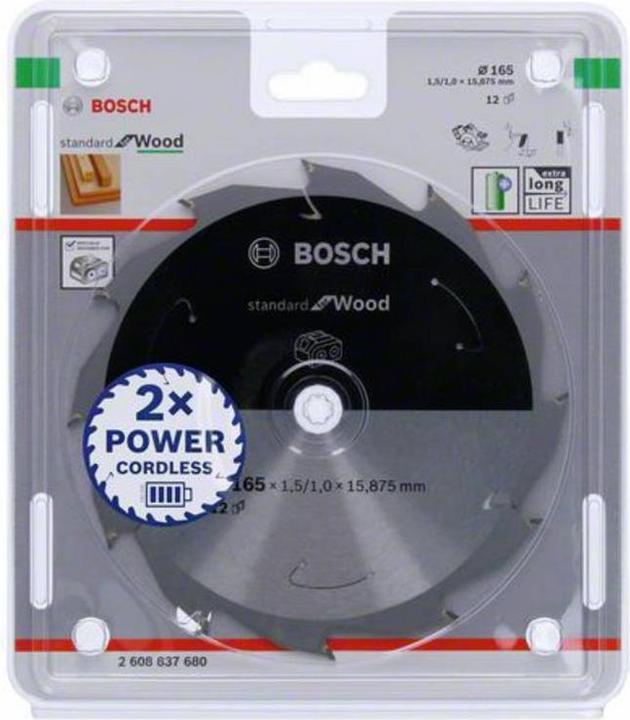 Productafbeelding Bosch Professional Zubehör Cirkelzaagblad Standaard voor hout, 165x1,5/1x15,875, 12 tanden