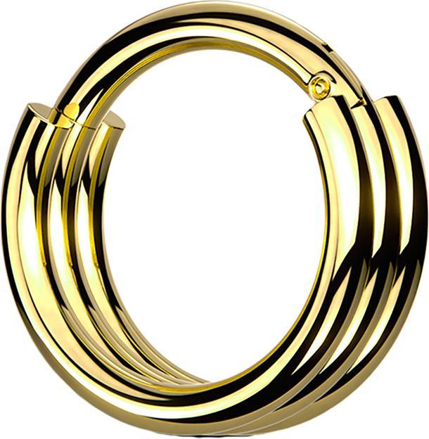 Produktbild Star Piercing Micro Segmentring klappbar vergoldet drei Reifen (ohne Messing, Chirurgenstahl 316L)