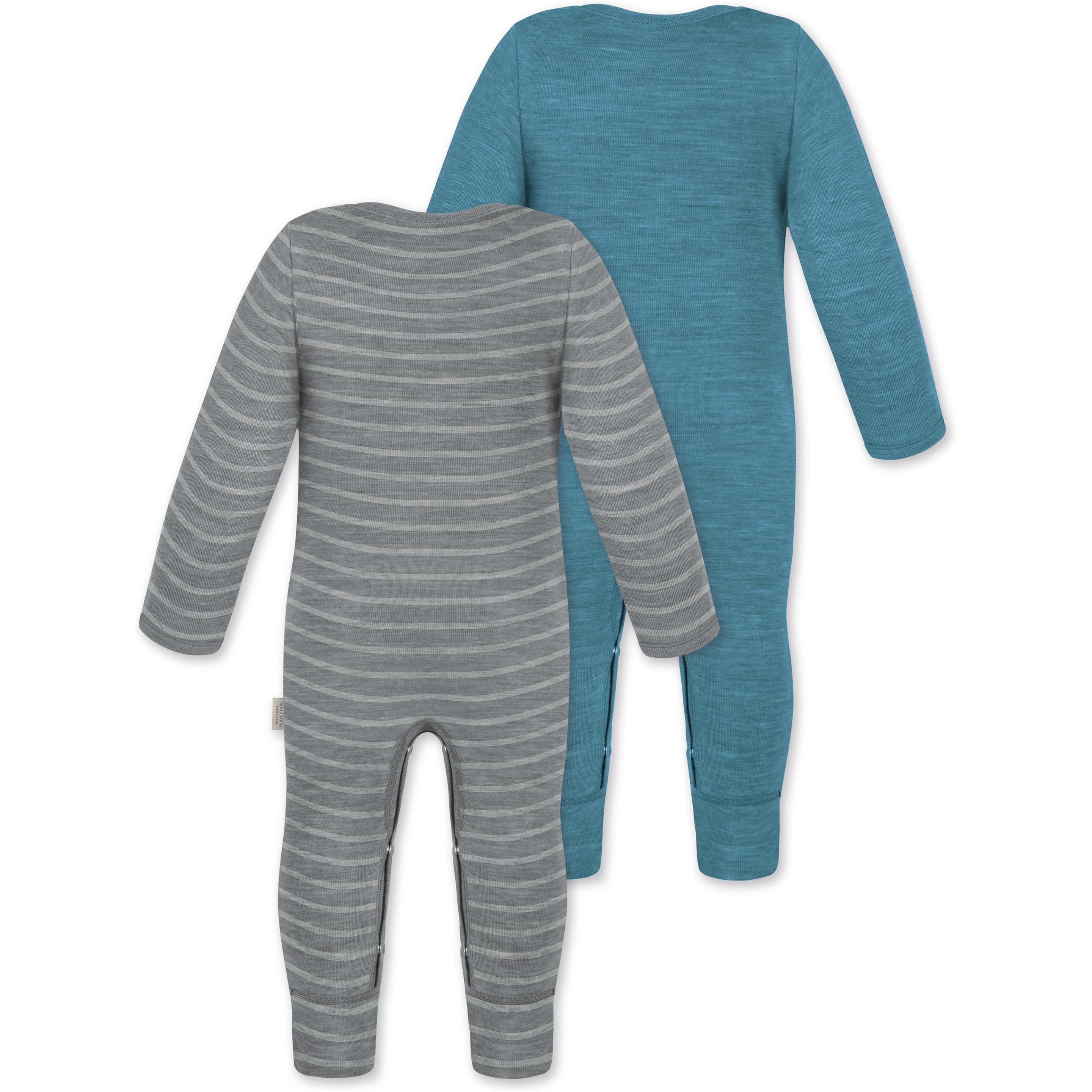 Thumbnail - Normani, Herren, Strampler, 2er Pack Baby Merino Strampler „Tangoio" - 9595, Blau, (92)