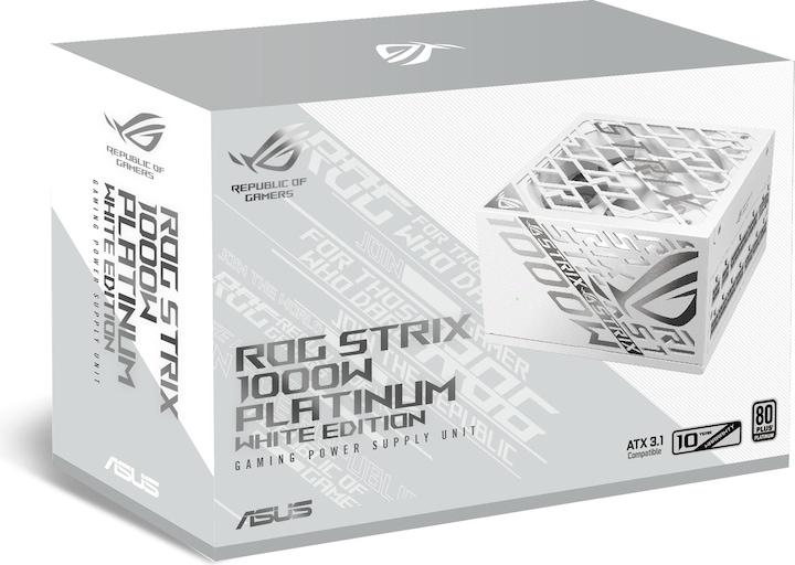 Produktbild ASUS ROG Strix 1000P White Gaming Netzteil, 80+ Platinum, Modular, 135 mm Lüfter (1000 W)