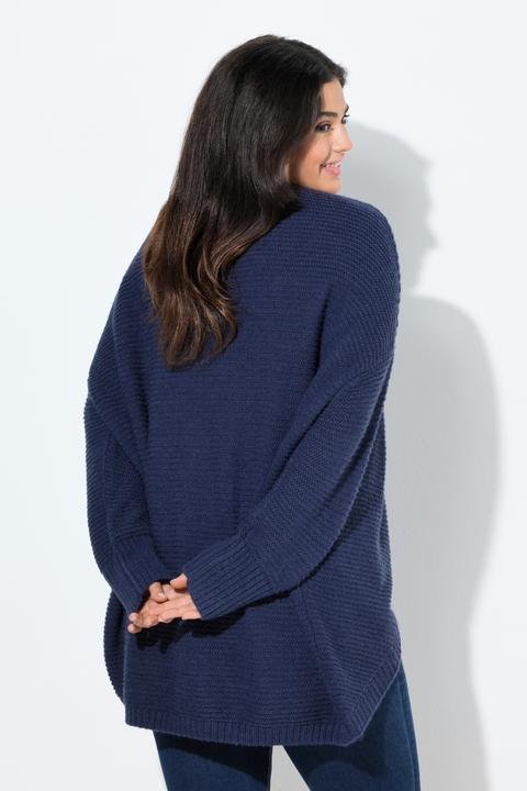 Image du produit Ulla Popken Cardigan coupe ouverte, laine mélangée, silhouette en O (Egg-Shape) (56)