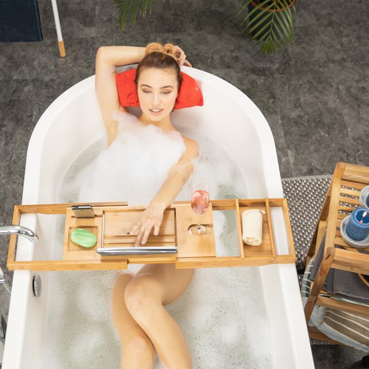Actual product image Relaxdays Bath tray bamboo (107.5 x 23 x 19 cm)