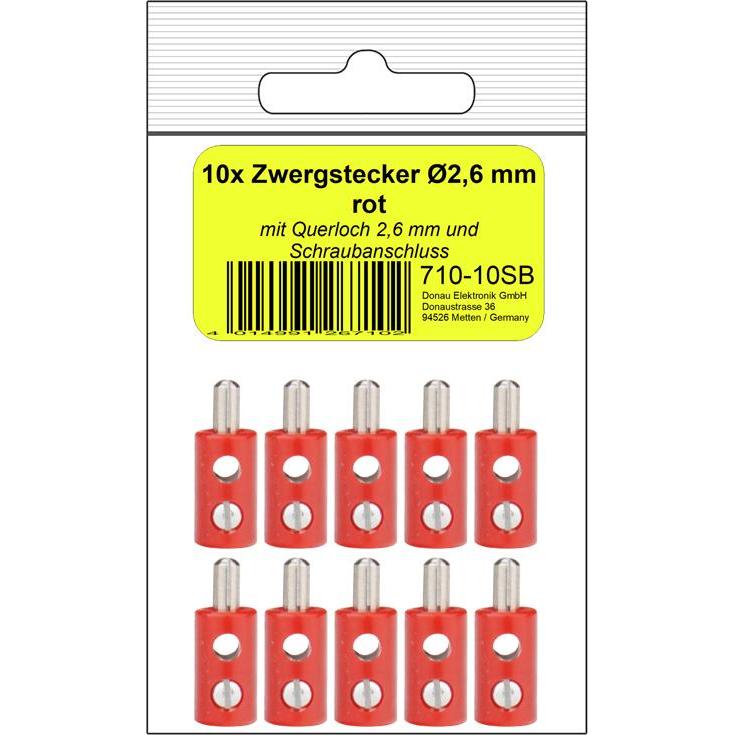 Donau 10 ZWERGSTECKER 2,6mm rot in SB, Elektronikkabel + Stecker, Rot