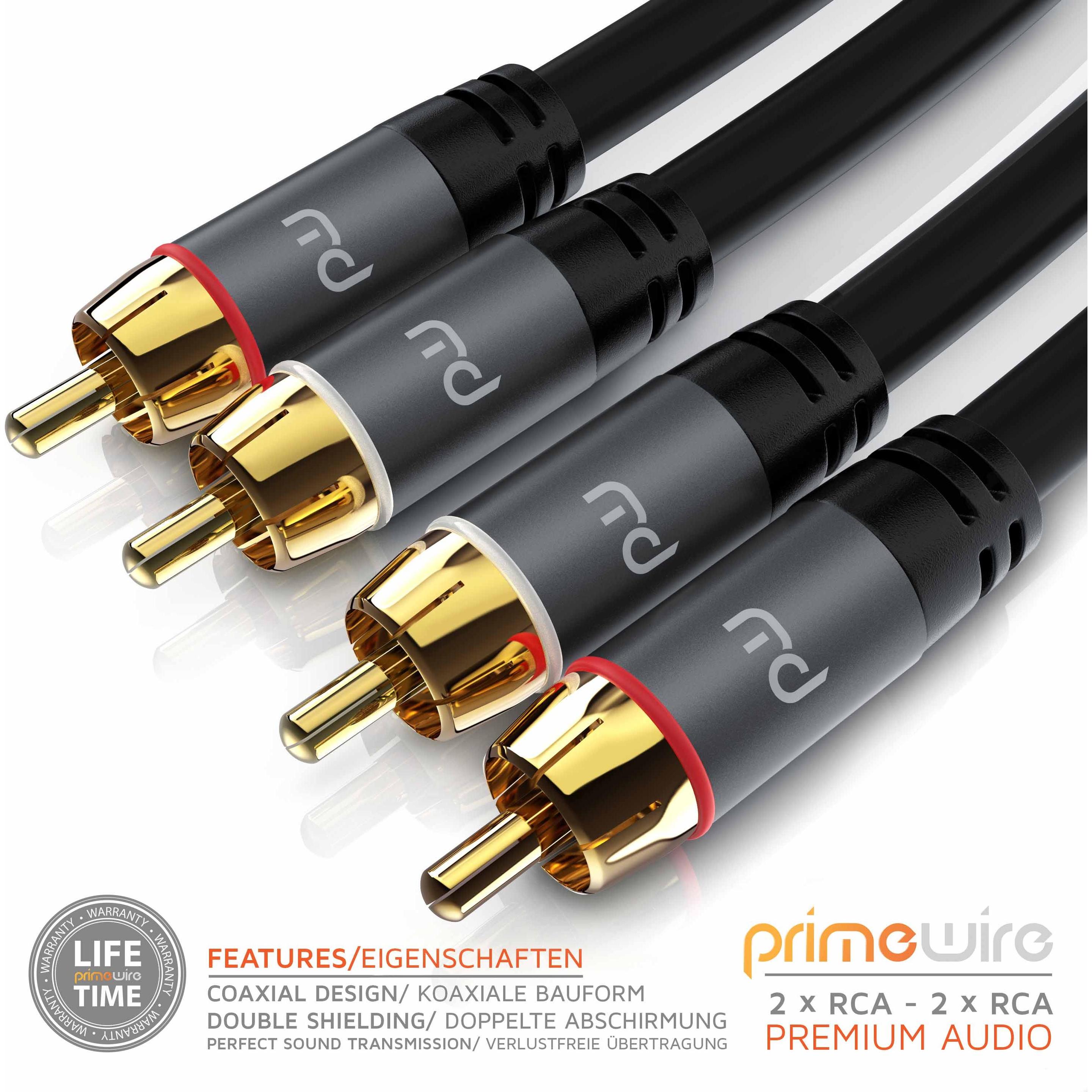 Thumbnail - Primewire Stereo Cinch Audio Kabel, RCA, mehrfach geschirmtes HiFi Audiokabel, 2X Cinch zu 2X Cinch (1 m, Cinch), Audio ...