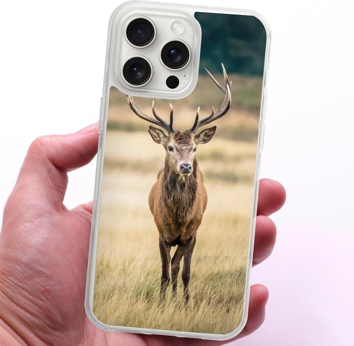 Produktbild DeinDesign Silikon Hülle für Apple iPhone 15 Pro Max Handyhülle Case Smartphone Schutzhülle Hirsch Wald Wiese (Apple iPhone 15 Pro Max)