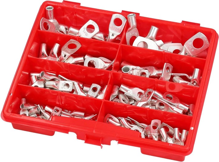 Produktbild Kalitec 120 Quetschverbinder Sortiment Kasten Box Rohrkabelschuhe Set unisoliert 4-16mm² I Industriequalität
