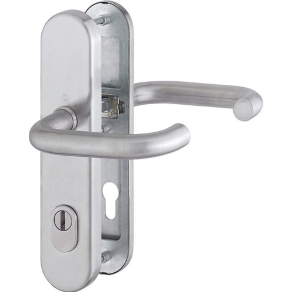 Hoppe, Türgriff + Fenstergriff, Schutzgarnitur Paris E138Z/3332ZA/3310 Edelstahl F69 92 mm 67-72 mm (Türgarnitur)