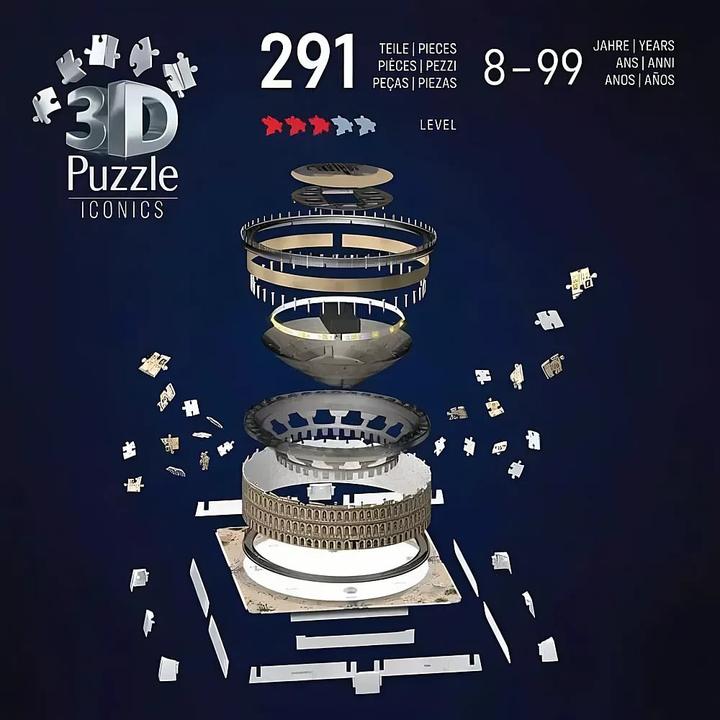 Actual product image Ravensburger 3D Iconics: Colosseum Rome - with light (216 pieces)
