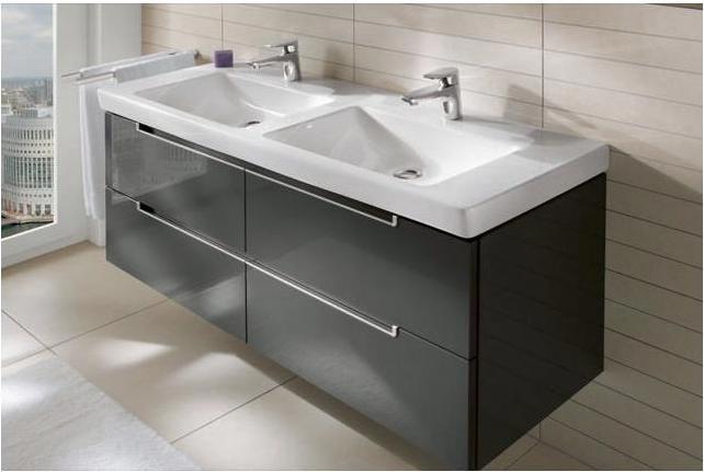 Immagine prodotto Villeroy & Boch Mobile V&B doppio lavabo SUBWAY 2.0 1300x470mm, con ÜL bianco (470 mm, 1300 mm)