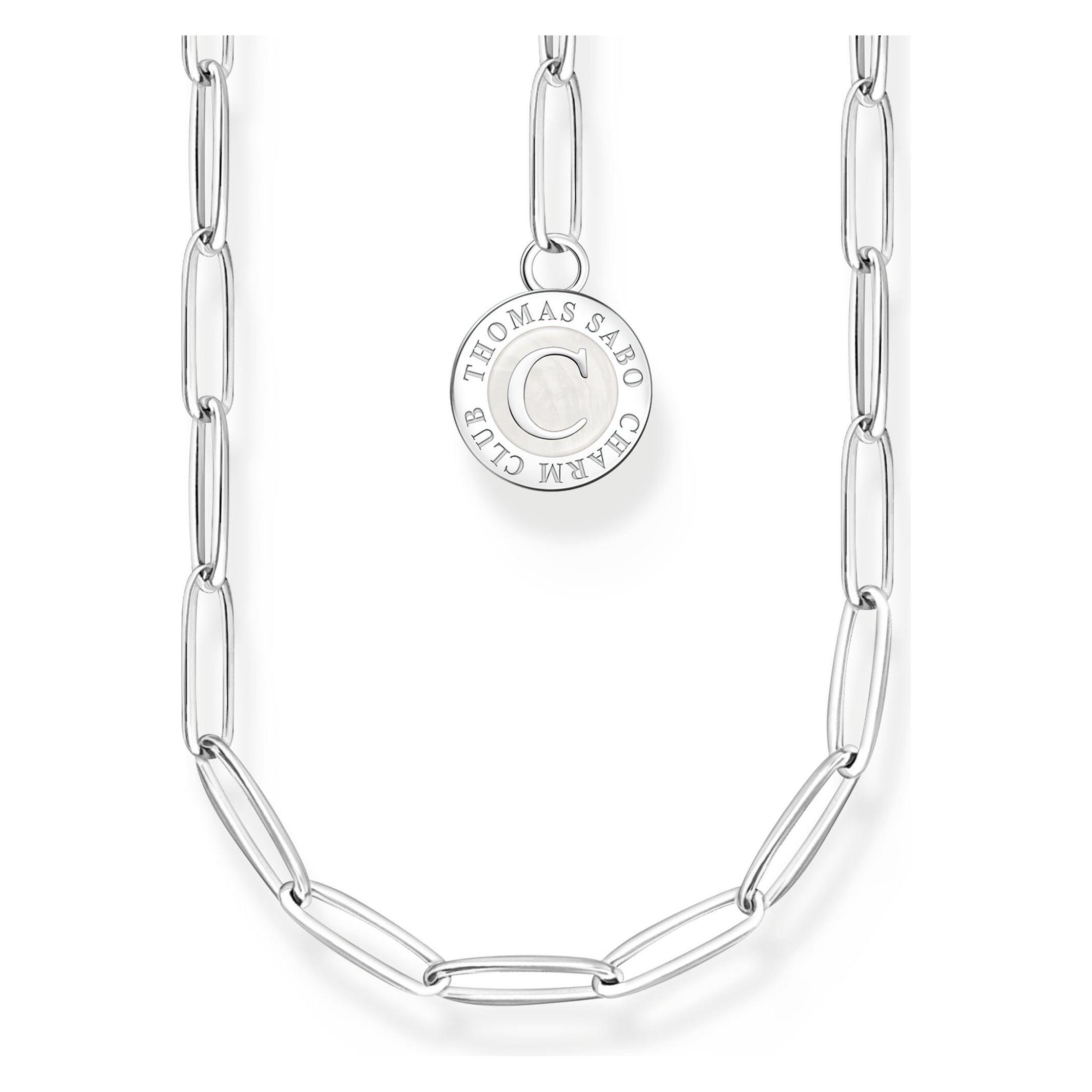 Thomas Sabo, Halsketting, Lid Bedel Ketting Met Witte Charmista Munt Zilver, (925 Zilver, Email, 45 Cm)