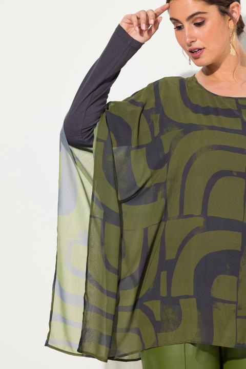 Actual product image Ulla Popken Layered Geometric Print Blouse (62)