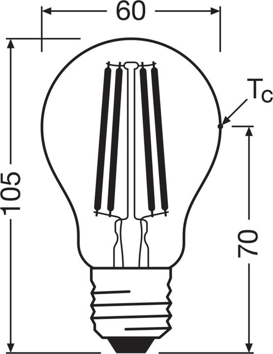 Image du produit Osram Lampe LED classe d'efficacité A Filament CLASSIC 2.2W 840 claire E27 470lm 4000K blanc neutre (E27, 470 lm, 6x)