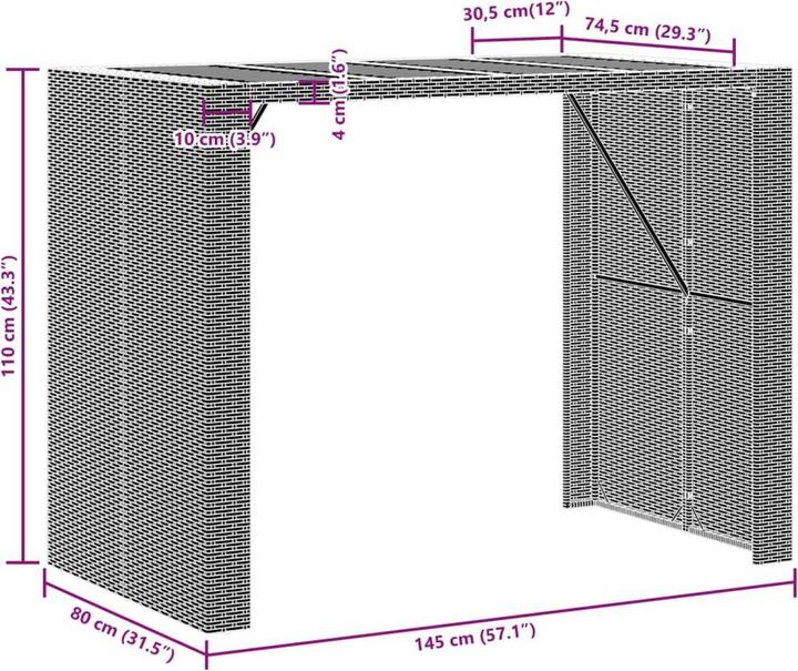 Produktbild vidaXL Garten-Bartisch (145 x 80 x 110 cm)