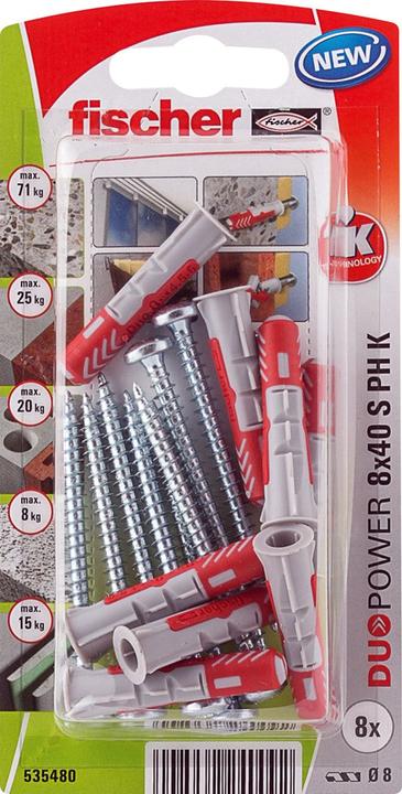 Actual product image Fischer SB Nylon plug Duopower with screw (8 pcs.)