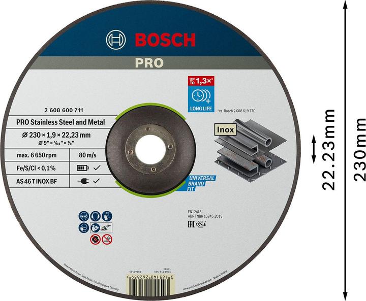 Actual product image Bosch Professional Zubehör PRO Stainless Steel and Metal cutting disc, 230 x 1.9 x 22.23 mm