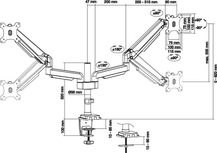 Produktbild InLine Tischhalterung mit Lifter (Tisch, 17")