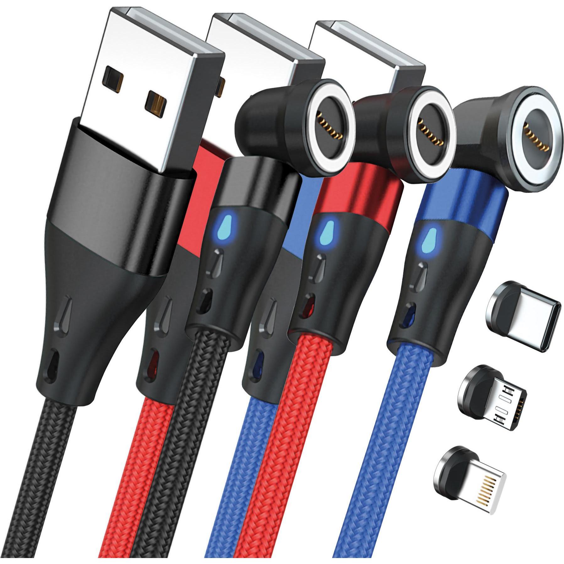 Thumbnail - RealPower Magnetic cable 3 Amp Set,1m,3 Kabel mit Adaptern (1 m, USB 3.2 Gen 1), USB Kabel