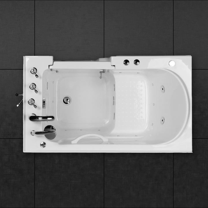 Image du produit PureHaven Baignoire senior 122x71 cm avec fonction balnéo Jets d'eau Porte intégrée pour un accès facile (71 cm, 122 cm)