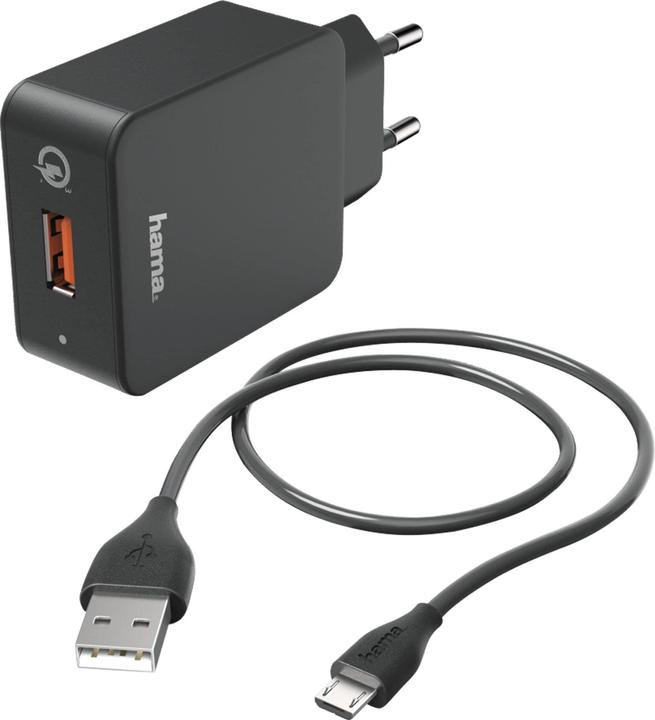 Produktbild Hama Ladeset, Micro USB, Ladegerät QC 3.0 + Micro-USB-Kabel, 1,5 m, Schwarz (19.50 W, 1 Port)