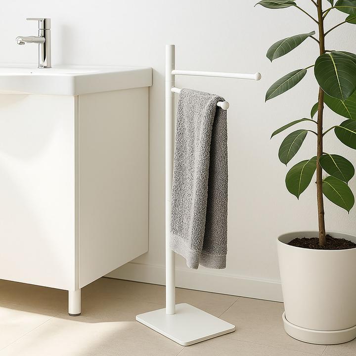 Actual product image Relaxdays - Handtuchständer Edelstahl 2-armig, Silber, 78 x 33,5 x 14 cm