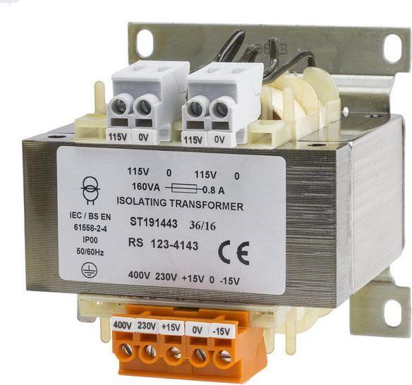 Actual product image RS PRO 160VA Panel Isolation Transformer 2x115V