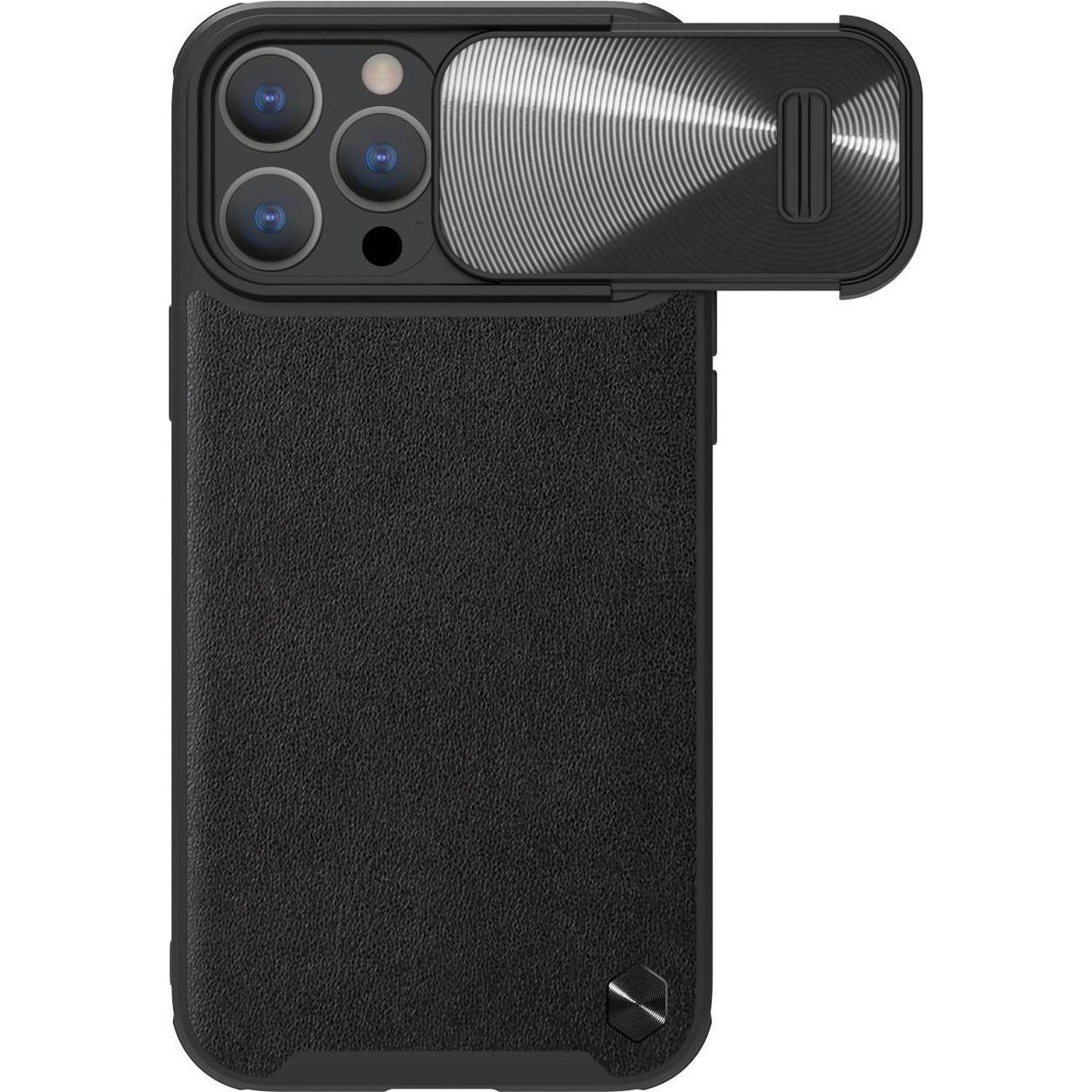 Nillkin CamShield Leather S Case Custodia per iPhone 14 Pro Max con fotocamera nera (Apple iPhone 14 Pro Max), Cover smartphone, Nero