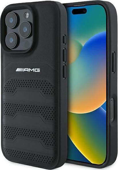 Immagine prodotto Mercedes AMG AMHCP16LGSEBK Custodia rigida per iPhone 16 Pro 6,3" in pelle con linee in rilievo Logo nero (Apple iPhone 16 Pro)