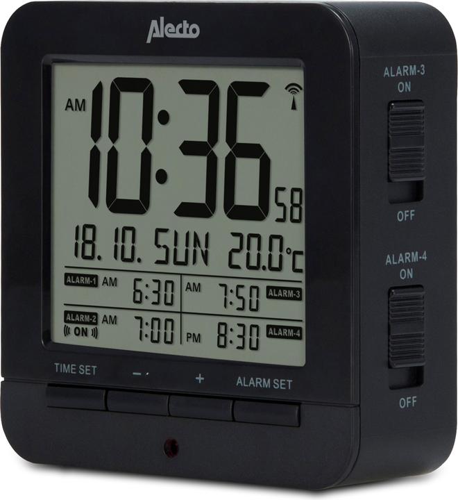 Produktbild Alecto AK-20 Digitaler Wecker mit Thermometer (Schwarz)