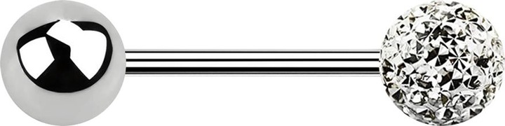 Image du produit Star Piercing Micro Barbell silber mit Kugel und Kristallkugel silber Epoxy Schutzschicht (Acier chirurgical 316L, sans laiton)