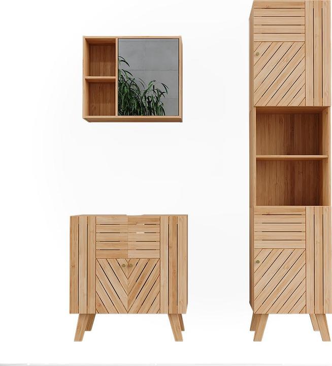 Produktbild Vicco Badmöbel-Set Lucie, Bambus, 3 Teile, mit Hochschrank