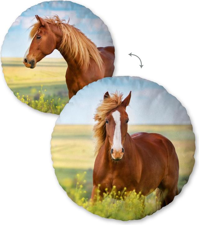 Herding Horse Soft Velboa Round Cushion (50 cm)