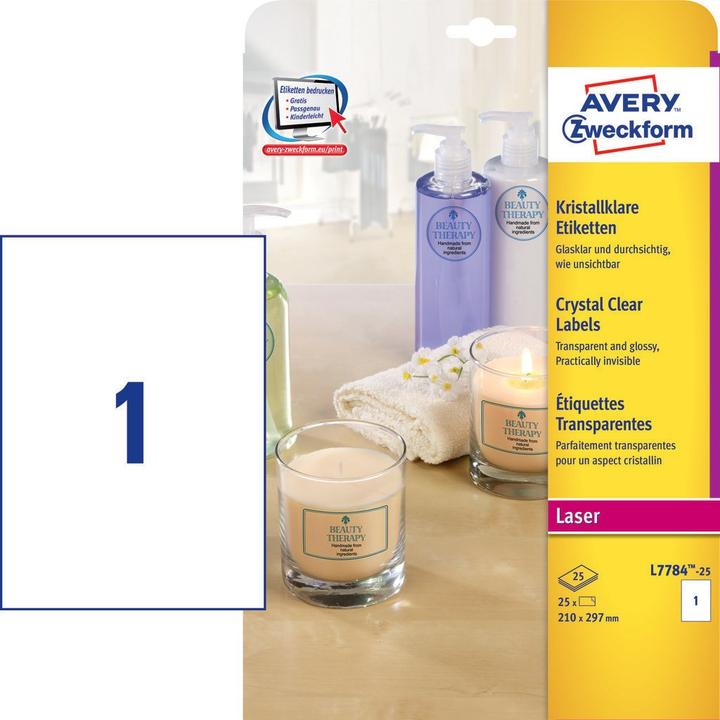 Actual product image Avery Crystal clear labels