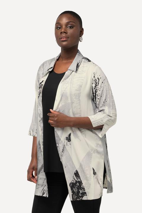 Actual product image Ulla Popken Feather Print Short Sleeve Tunic Blouse (46, 48)