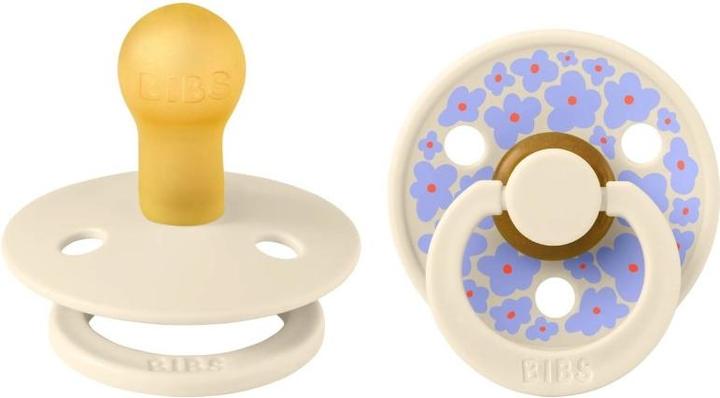 Bibs Studio Nuggi Colour 2 PACK Latex Round 0-6m Jasmine Ivory Mix (2 x, bis 6 Monate)