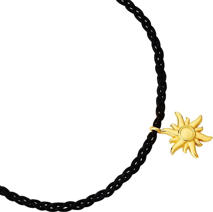 Actual product image Glanzstücke München Armband Sterling Silber gelbgold Textil (schwarz) - 38154 (22 cm, Sterling silver 925/000)