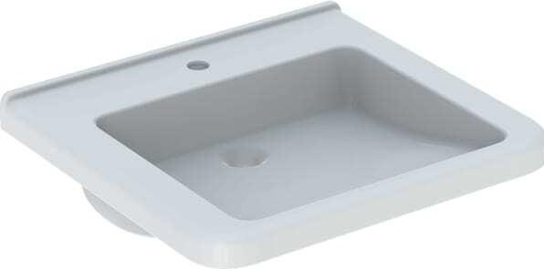 Produktbild Geberit Renova Nr. 1 Comfort, Waschtisch, unterfahrbar,600x550 mm, mit Hahnloch, ohne Überlauf, wei (550 mm, 600 mm)