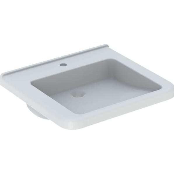 Geberit, Waschbecken, Renova Nr. 1 Comfort, Waschtisch, unterfahrbar,600x550 mm, mit Hahnloch, ohne Überlauf, wei (600 m...