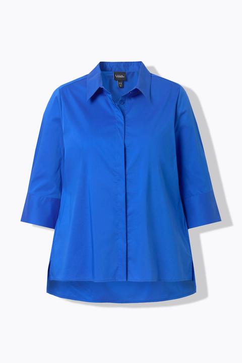 Actual product image Ulla Popken A-Line 3/4 Sleeve Button Down Blouse (62)