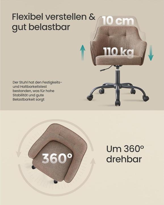 Produktbild Songmics Bürostuhl mit Fusskreuz, Braun, Produkttyp: Bürostuhl