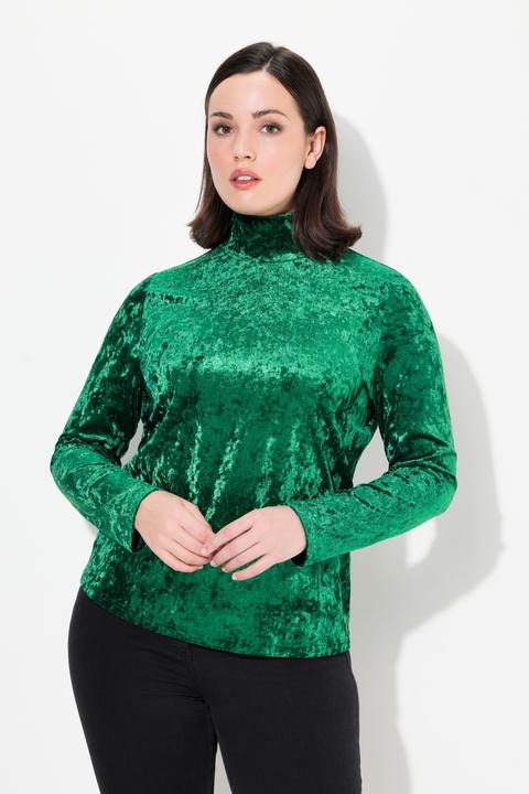 Produktbild Ulla Popken Samtshirt, Stehkragen, Slim, Langarm (58)