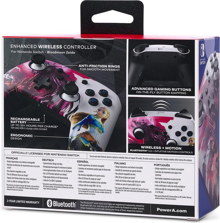 Actual product image PowerA Enhanced Wireless Switch Controller - Zelda Blood Moon (pink/white) (Switch Lite, Switch)