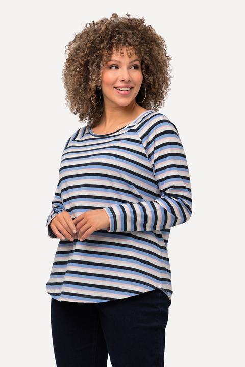 Immagine prodotto Ulla Popken Maglia a righe dal taglio svasato con scollo a girocollo e maniche lunghe (50, 52)