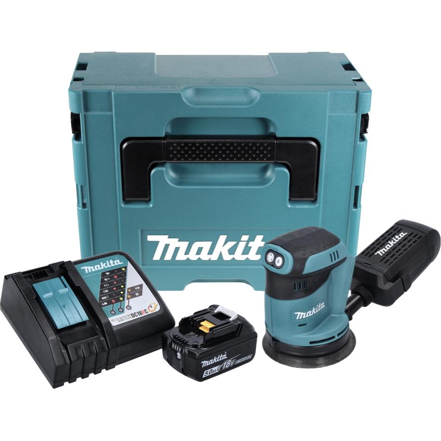 Thumbnail - Makita, Schleifmaschine + Poliermaschine, DBO 180 RT1J Akku Exzenterschleifer 18 V 125 mm + 1x Akku 5,0 Ah + Ladegerät +...
