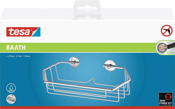 Actual product image tesa BAATH+ shower basket incl. adhesive solution without drilling (27 x 14.50 x 7 cm)
