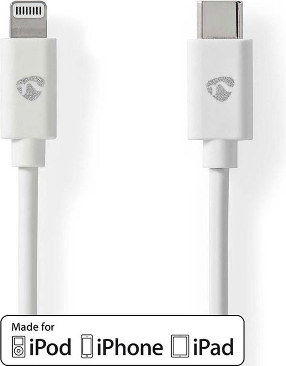 Produktbild Nedis 3er-Set iPhone Ladekabel, Lightning Kabel, USB-C, MFi Zertifiziert, 1 m, weiss (1 m, USB 2.0, 18 W)