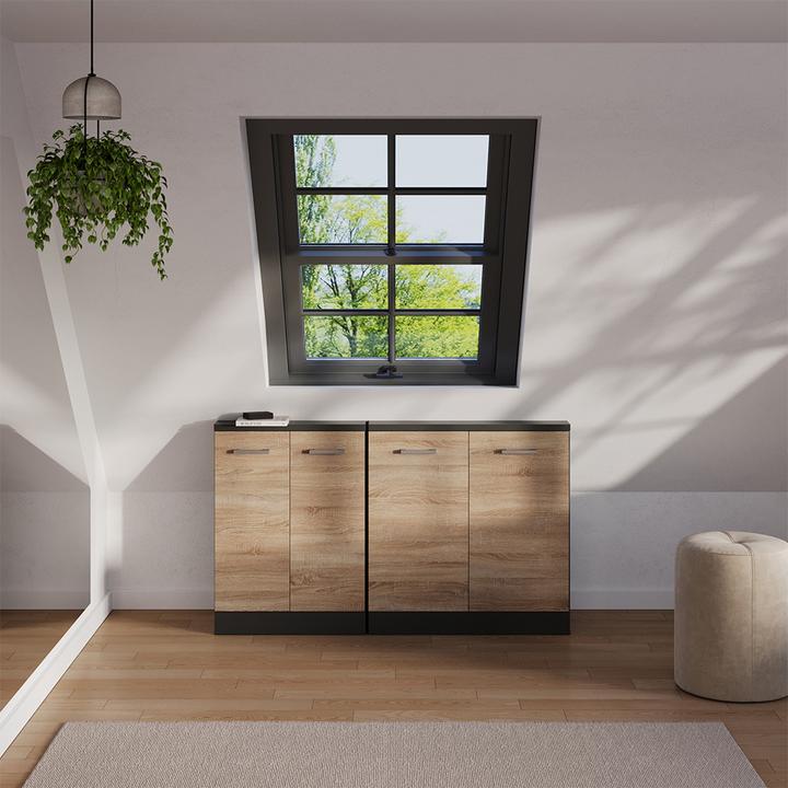 Produktbild Vichy Dachschrägenschrank Rion, Sonoma/Anthrazit/Anthrazit, mit 2 Türen (46 x 46 x 81.60 cm)