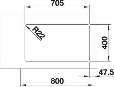 Produktbild Blanco Andano 500/180-U (Unterbauspüle, 74.50 cm, 44 cm)