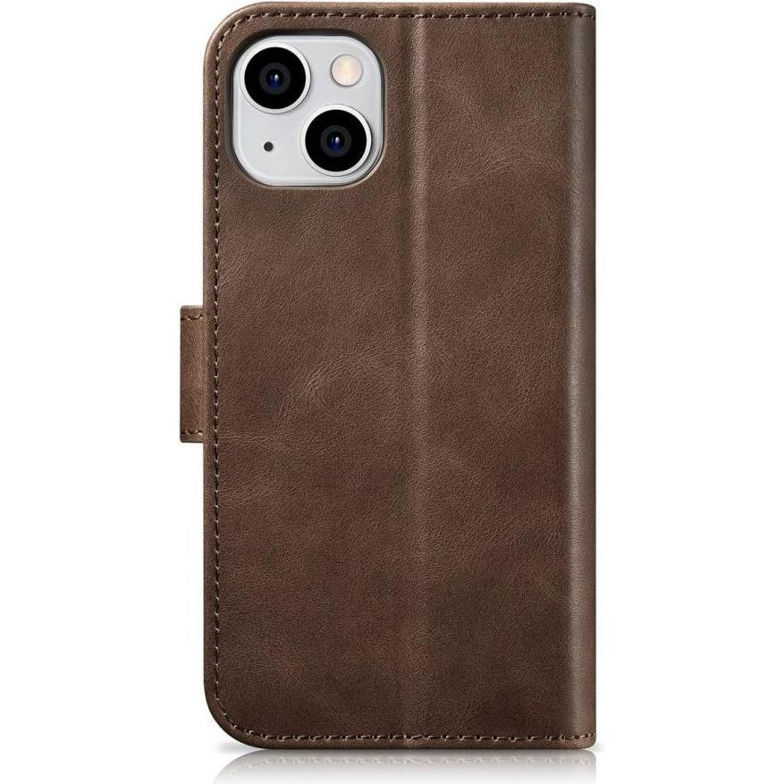 Thumbnail - iCarer oil Wax Wallet Case 2 in1 Cover iPhone 14 Plus Anti-RFID Leder Flip Case Braun (WMI14220723-B (Apple iPhone 14 Pl...