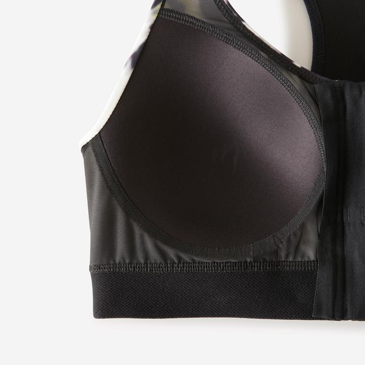 Produktbild Domyos Sport-BH Damen mit Reissverschluss und Pads starker Halt - schwarz/weiss (M)