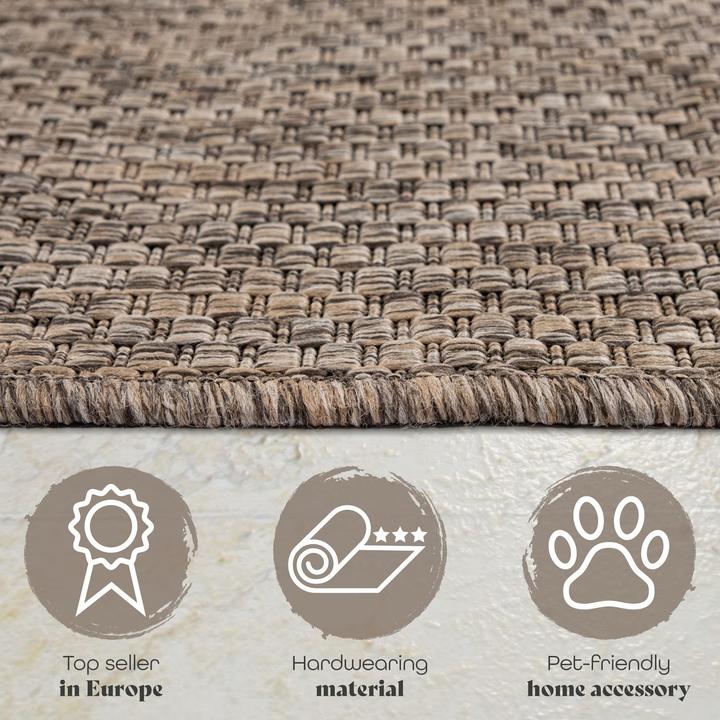 Produktbild TT Home Teppich Outdoor Wohnzimmer Esszimmer Balkon Wetterfest (250 x 80 cm)